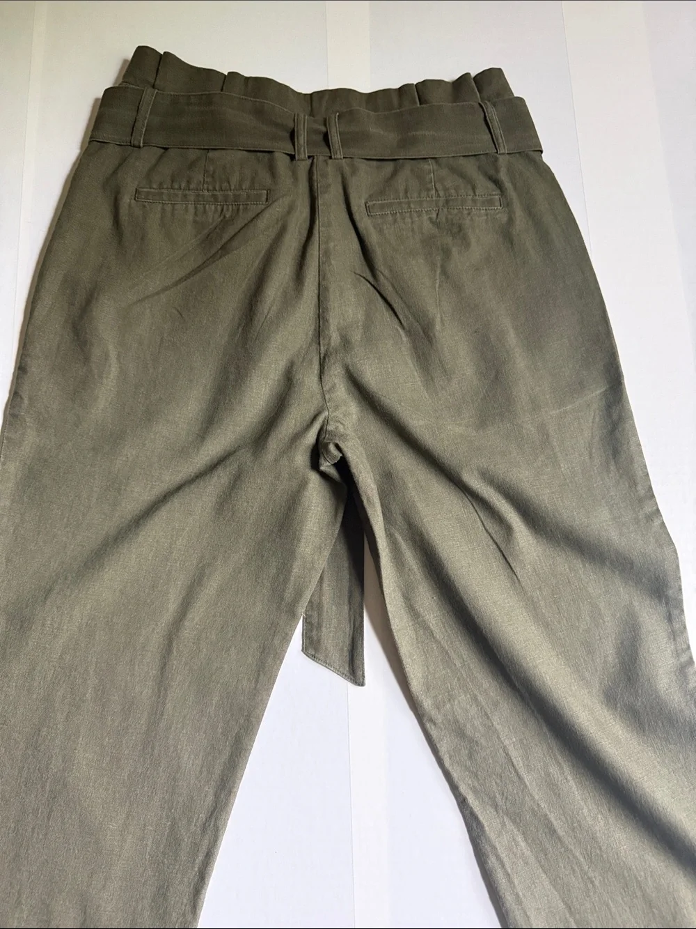 Boden Olive Paperbag Waist Chinos with Self-Tie Belt Size 4